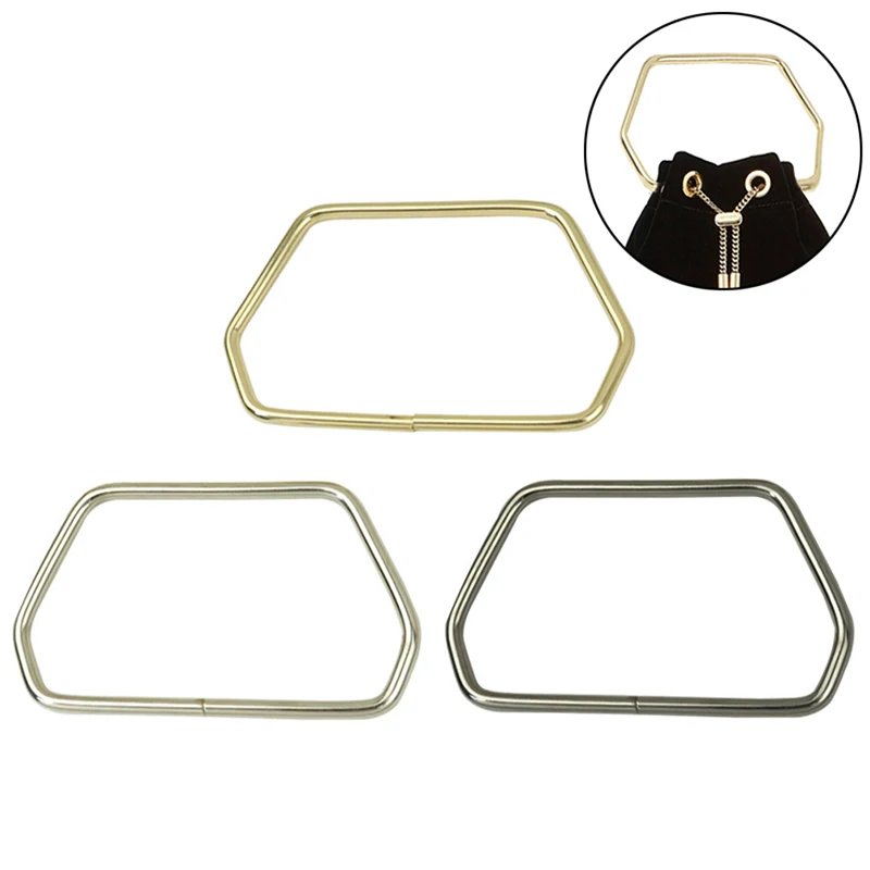 

11.7CM Strong Hexagonal Trapezoid Metal Handle For Handbags Luggage Hardware DIY Bag Gift Box Strap Gold Silver Purse Frame