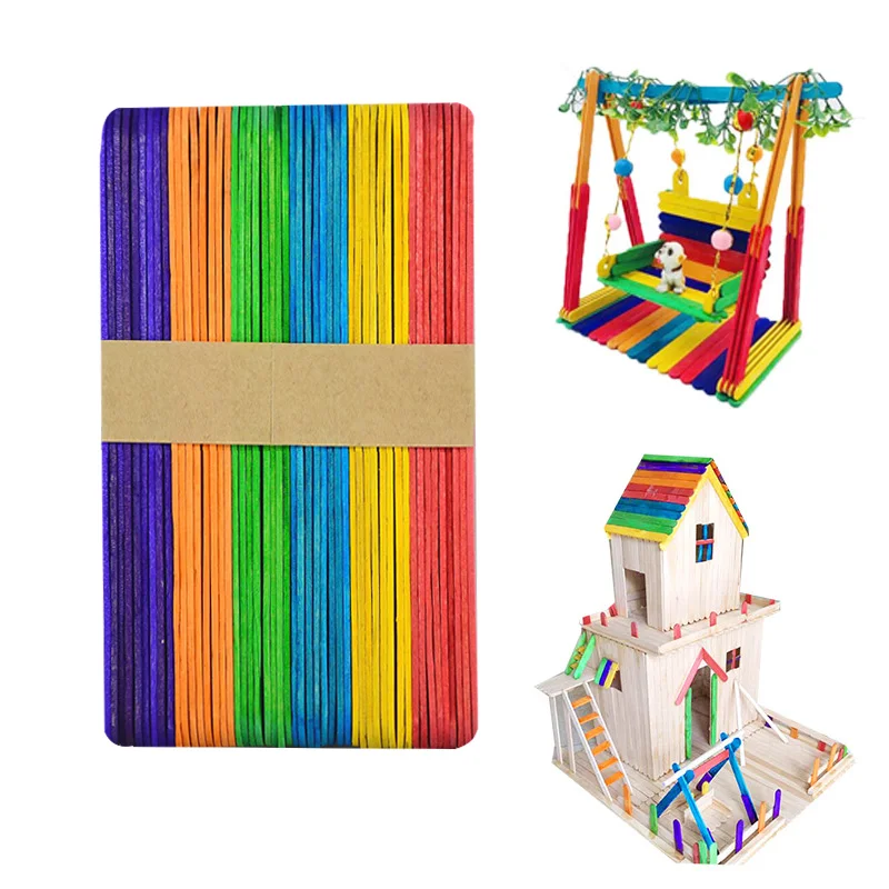 

100Pcs/Set Popsicle Sticks Natural Wooden Pop Popsicle Sticks 11.4CM Length Wood Craft Ice Cream Sticks Popsicl Accesorios