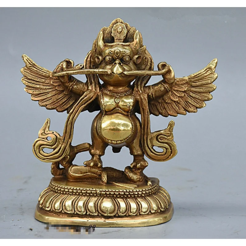 

Tibetan Buddhism Fane Brass Copper redpoll Bird Eagle Buddha Statue