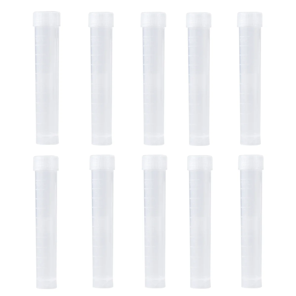 

20pcs 10 ml Plastic Test Tubes Vial Seal Container with Scales for School Educational (As Shown)
