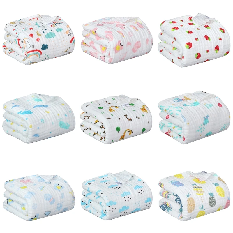 

110x110cm Baby Receiving Blanket 6-Layers Pure Cotton Swaddling Wrap Newborn Quilt Toddler Nap Blanket Infant Bedding Shower