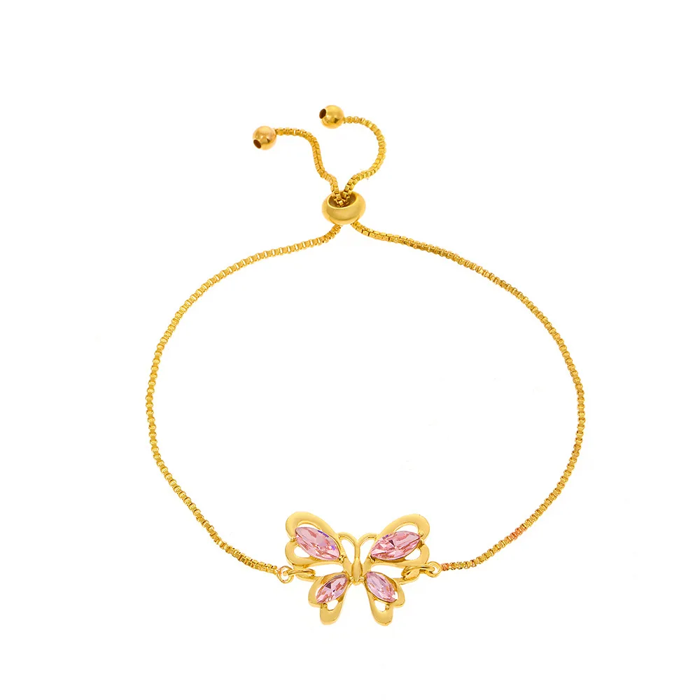 

Pink Crystal Hollow Butterfly Bracelet for Wowan Girls Gold Silver Fairy Butterfly Bracelet Summer Fashion Jewelry 2022