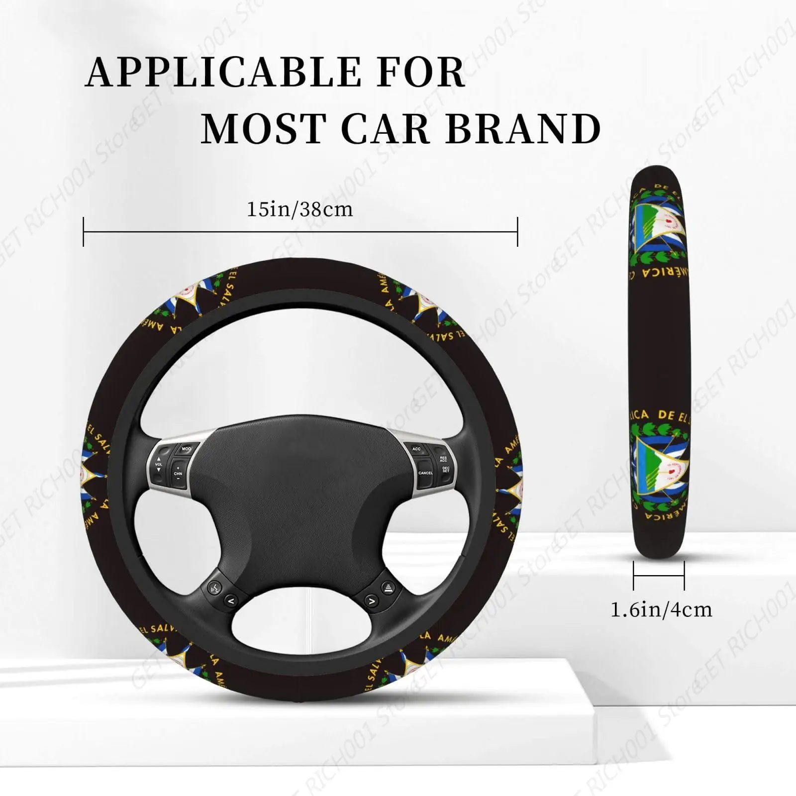 Flag Of El Salvador Steering Wheel Covers Men Women Anti Slip Elasticity Car Accessories Protector Universal