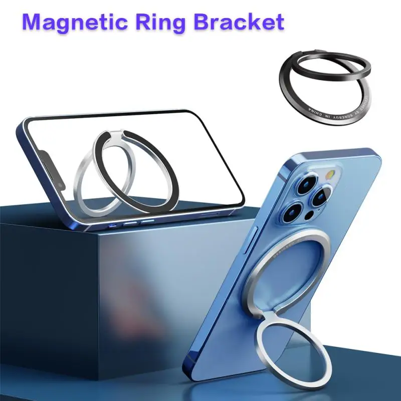 

Rotatable Magnetic Smartphone Stand Ultra-thin Magnet Metal Finger Ring Holder For Wireless Charging For Iphone 13 Phone Socket