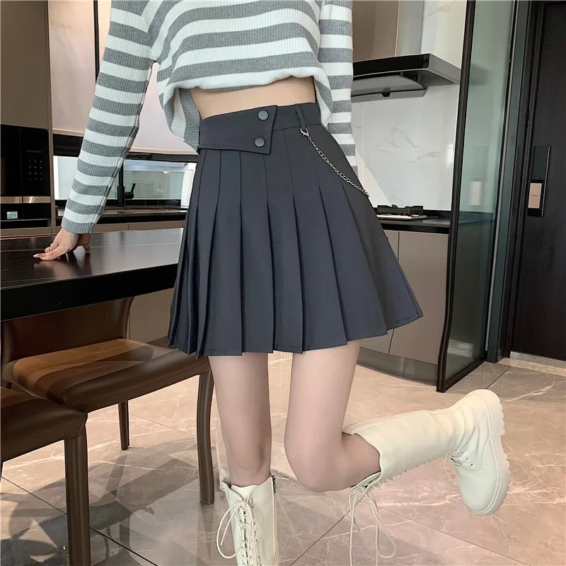 black denim skirt Fashion Ins Chic Irregular High Waist Design Mini Skirt Preppy Style Pleated Skirts Womens 2022 Spring A Line Jupe Femme red skirt