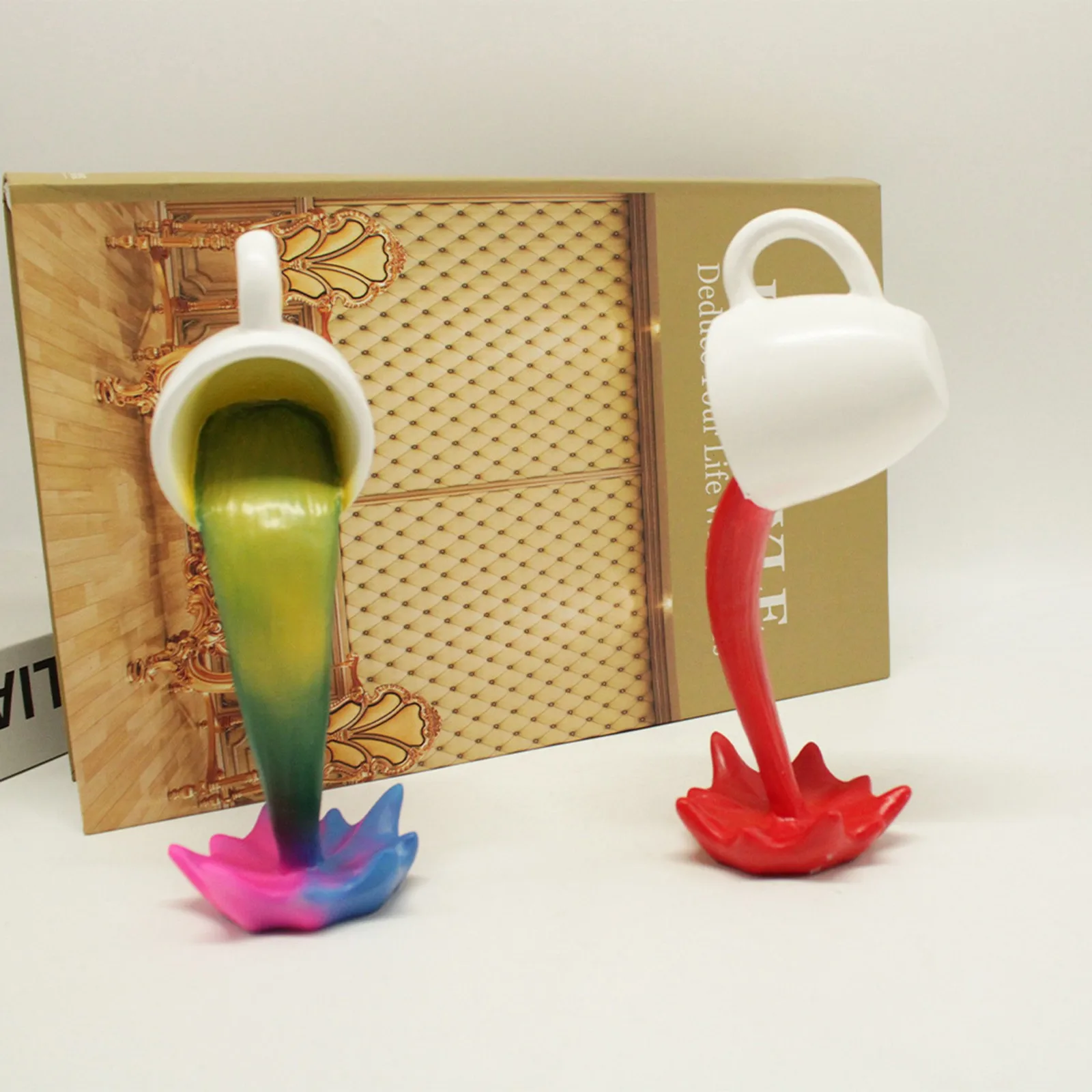 

Selling 3D Floating Coffee Cup Mug Sculpture Home Decoration Accessories Pouring Spilling Anime Room Decor Dropshipping