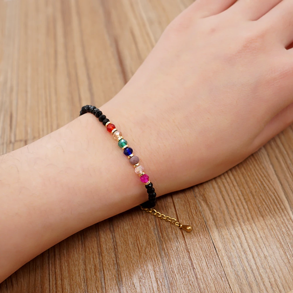 Go2Boho 2022 черный браслет с кристаллами многоцветные стеклянные браслеты из бисера