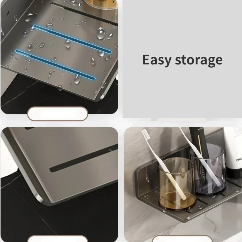 Черная Металлическая Угловая Полка Для Ванной Комнаты Органайзер Макияжа Без