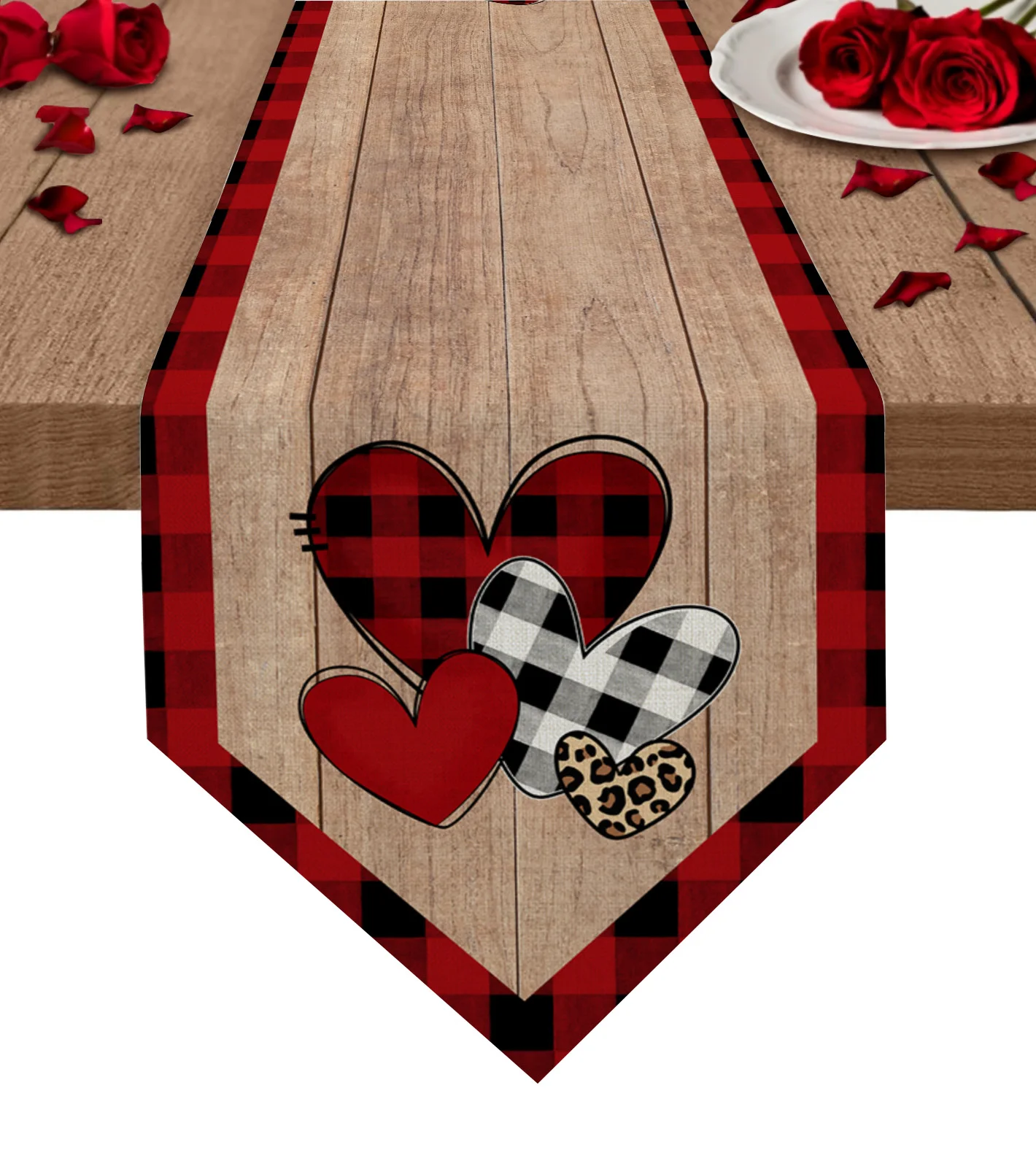 

Valentines Day Red Hearts Table Runner Wedding Festival Table Decoration Home Decor Kitchen Table Runners Placemats