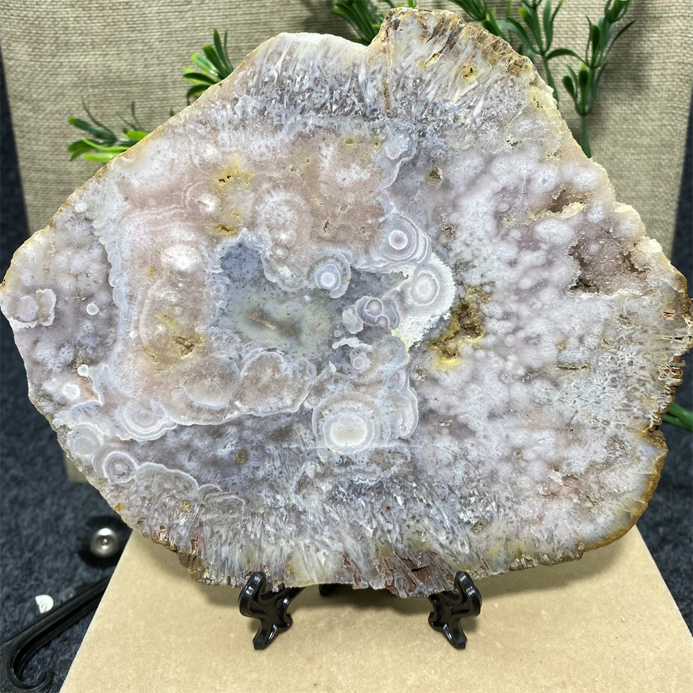 

Pink Amethyst Agate Slab Natural Stones Crystals Gemstone Meditation Geode Feng Shui Aesthetic Room Decor Home+Stand