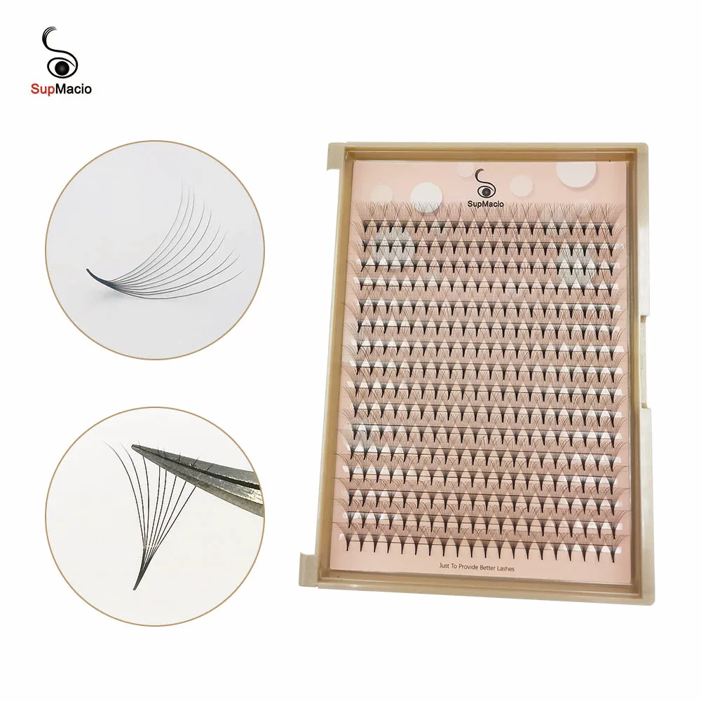 Premade Fans Lashes SUPMACIO 5D 6D 8D 10D 12D 14D Pre Made Russian Volume Fans Eyelash 320Fans Pointy Base Faux Mink