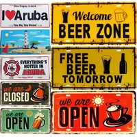 welcome beer zone vintage metal tin signs car bar garage cafe decor wall painting art poster iron billboard plates plaque
