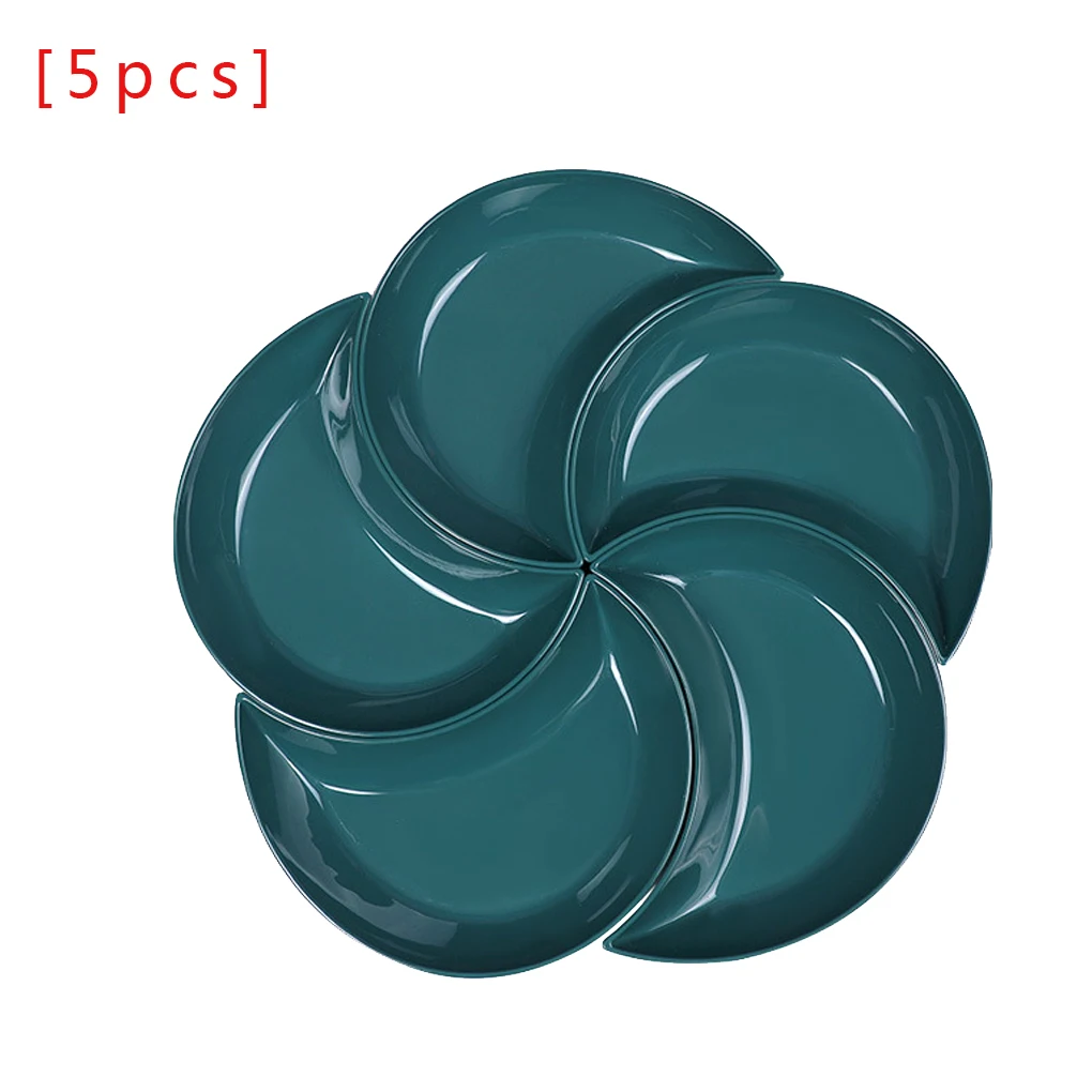 

5 Pcs Kitchen Dinner Plates Crescent Shaped White Set Plate Dishes Stackable Food Snack Dinner Dish European Style Platters 2021