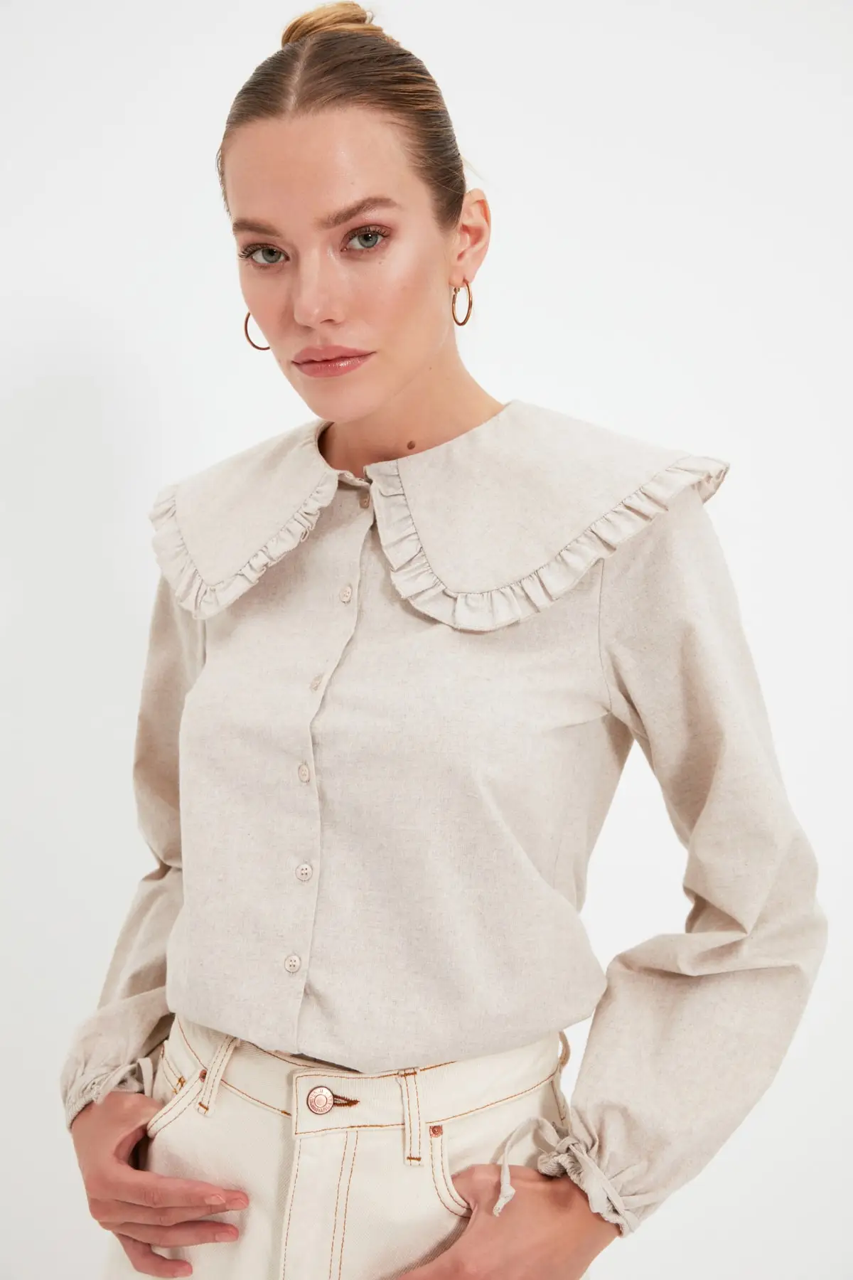 

Mink Collar Detailed Shirt
