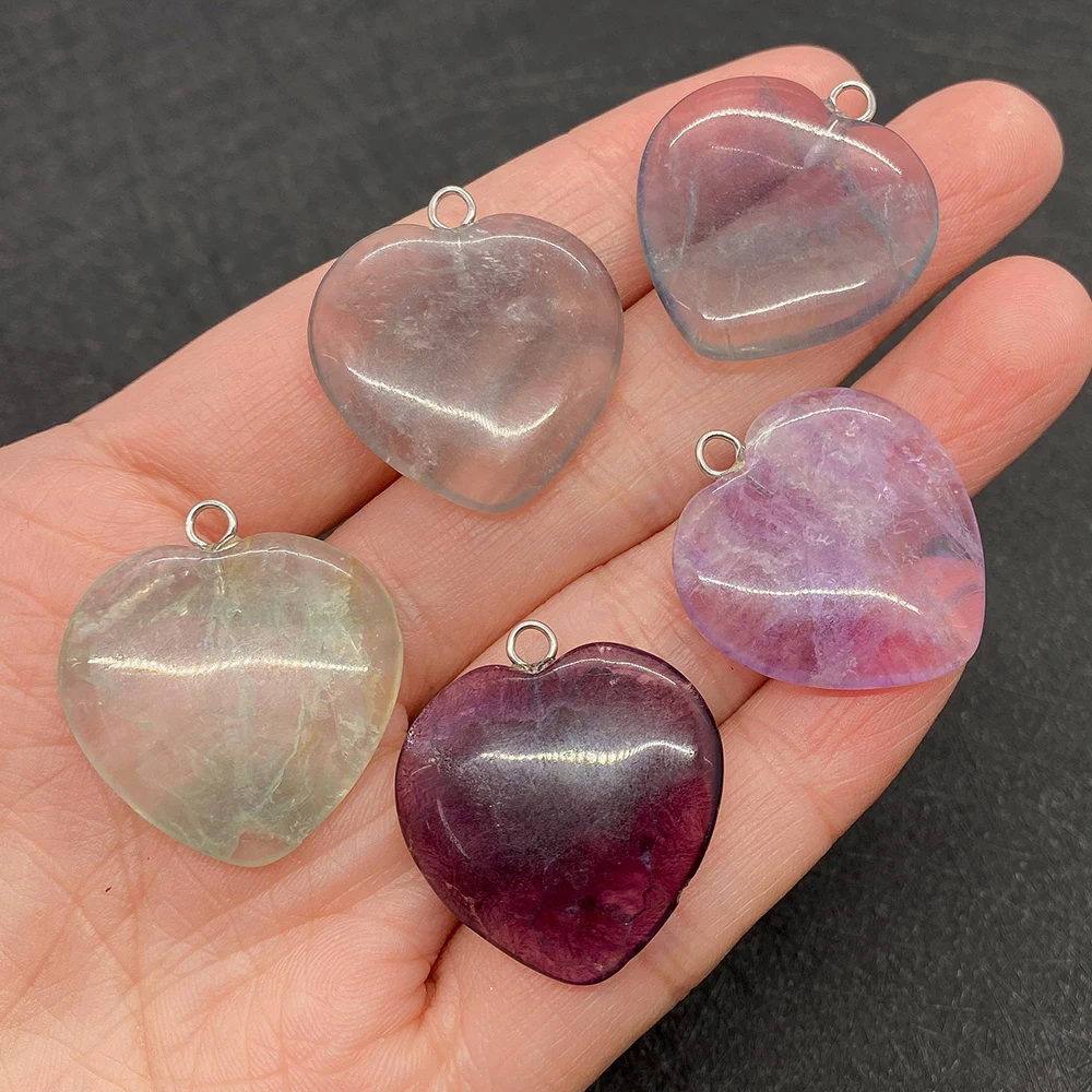 

Natural Stone Fashion Ladies Heart Shape Crystal Pendant 25x28mm DIY Make Charm Jewelry Earrings Bracelet Necklace Accessories