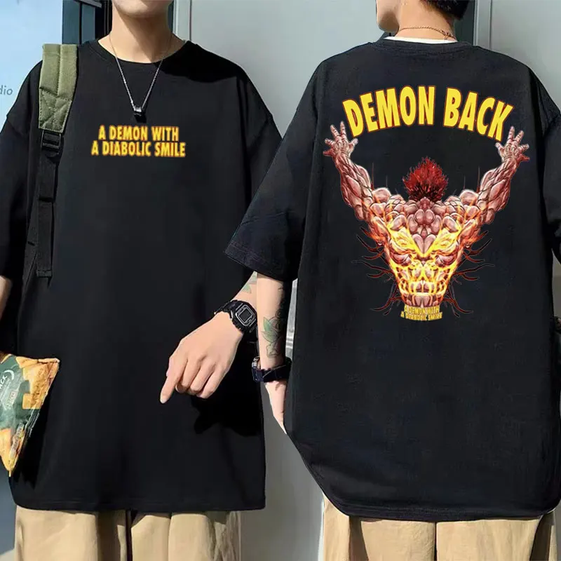 

Anime Baki Demon Back Print T Shirt Short Sleeve Mens T-shirt Top Men Women Cotton Manga Tshirt