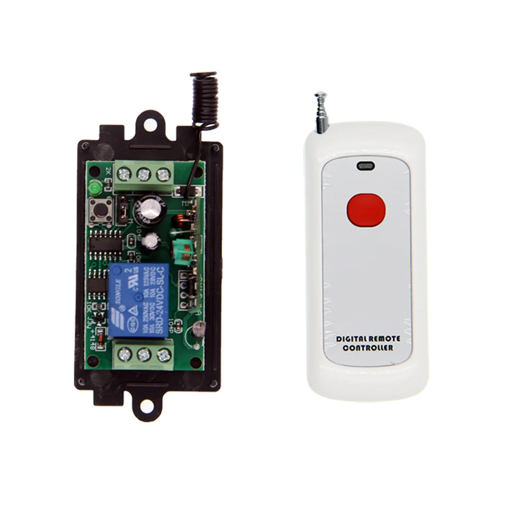 

DC9V 12V 24V 10A Relay 1 CH Wireless RF Remote Control Switch Transmitter with Receiver Module Control LED Door Electric Lock