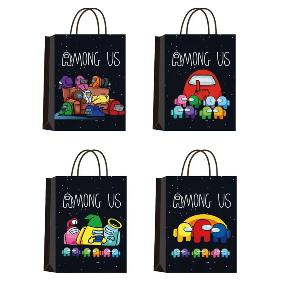 

12pcs/lot Among Us Bags Space Game Theme Gift Bag Candy Paper Bag Birthday Anniversaire Party Decor Kids Toy Among Us Decoration