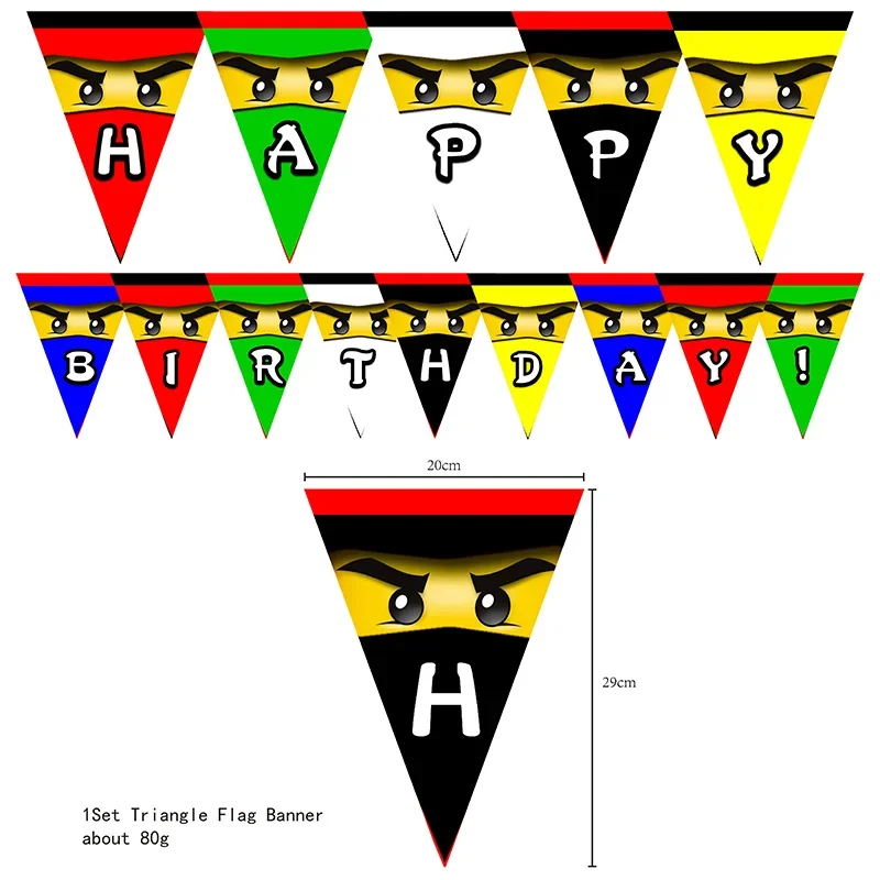 Баннер на день рождения Ninjago для мальчиков красные и черные глаза воин ниндзя