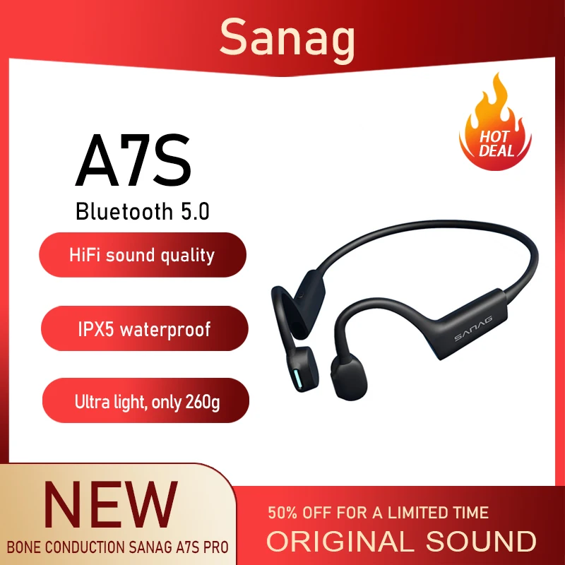 

New Sanag bone conduction bluetooth headset second generation anti-sweat running sports smart noise-cancelling bluetooth headset
