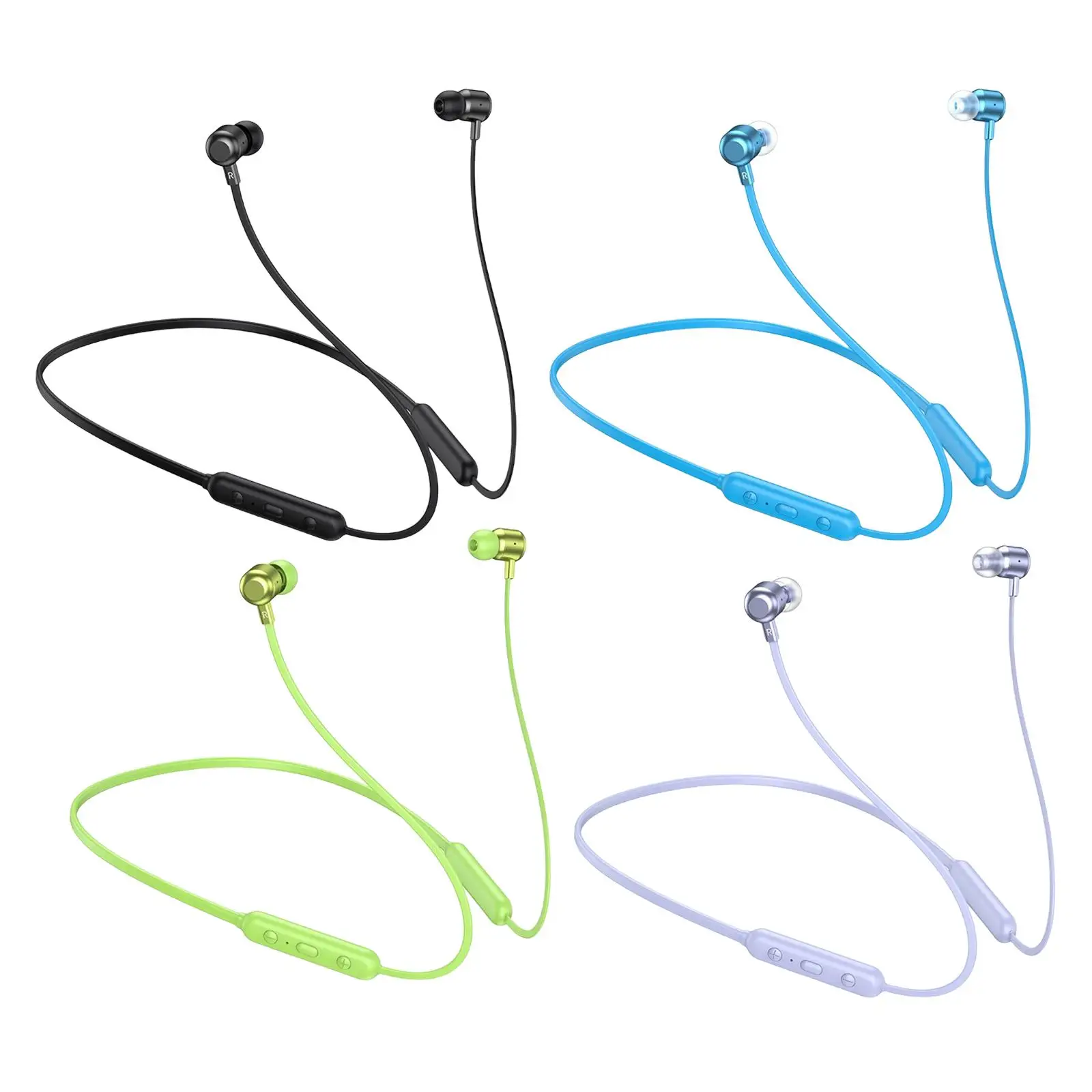 

Neckband Wireless Bluetooth Headphone Noise Cancelling with Microphone In-Ear Neck Hanging for Running Sports Mobile Phone Gym