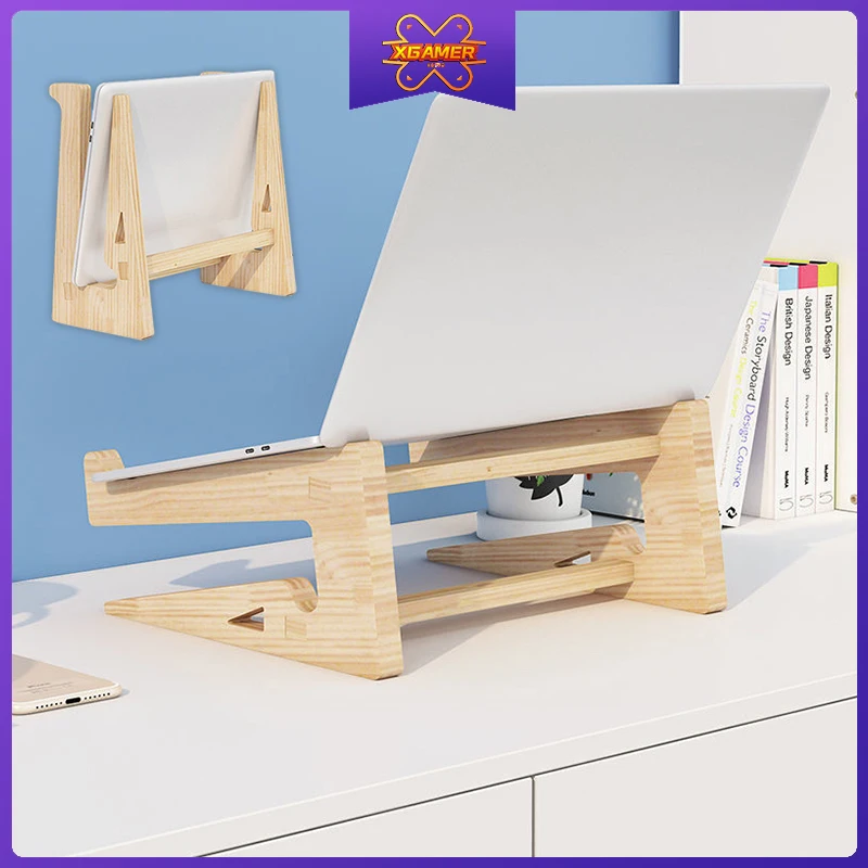 

Ready Stock Fast DeliveryXgamer Upgrade 2 in 1 Wood Laptop Stand Holder Increased Height Storage Stand Notebook Vertical Base