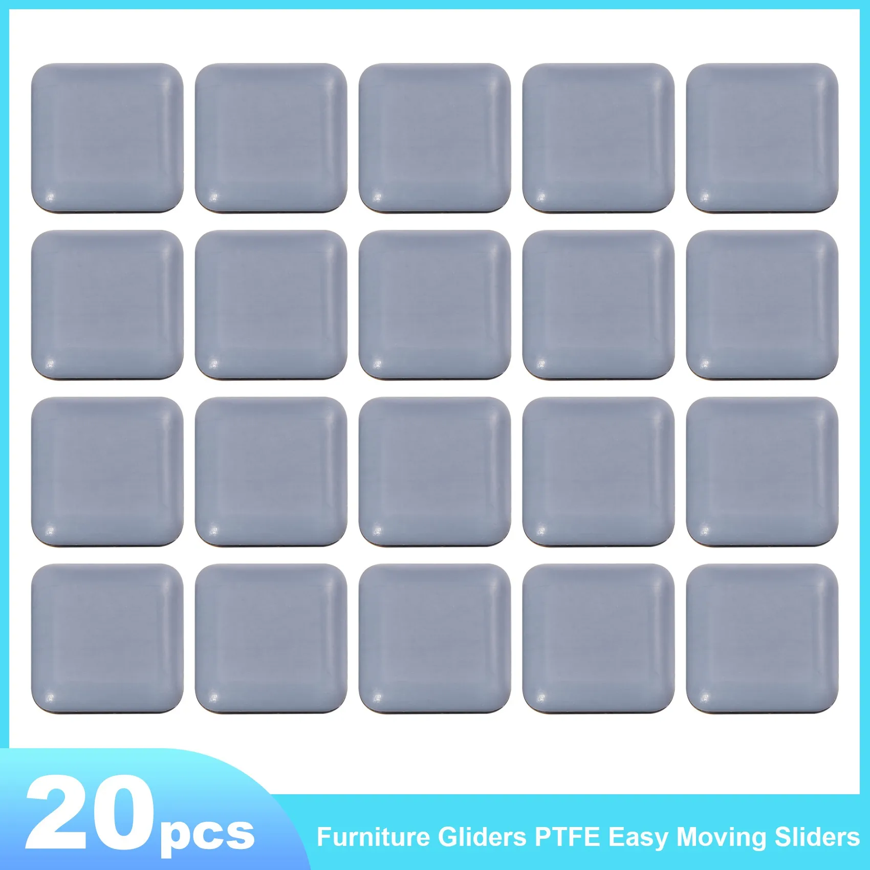 

20 PCS Furniture Gliders Slider 25 x 25 mm PTFE Self Adhesive Furniture Moving Pads Square for Furniture Easy Movers
