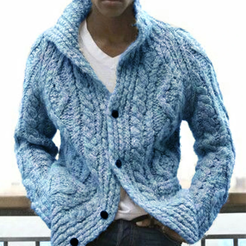 

Autumn Winter Cardigan Men Solid Color Knitted Cardigan Men's Winter Jacket Coat Zipper Cardigan Warm Knitted Sweater Clothes