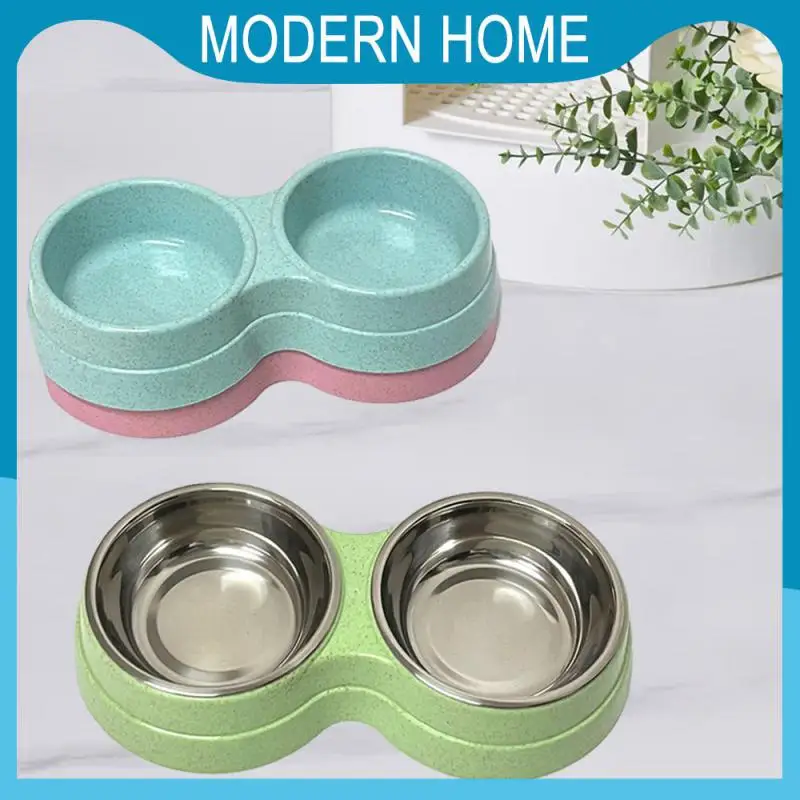 

Small Size Cat Food Puppy Feeding Supplies Straw Universal Double Pet Pet Food Bowl Bite And Dirt Resistance Pet Drink Food