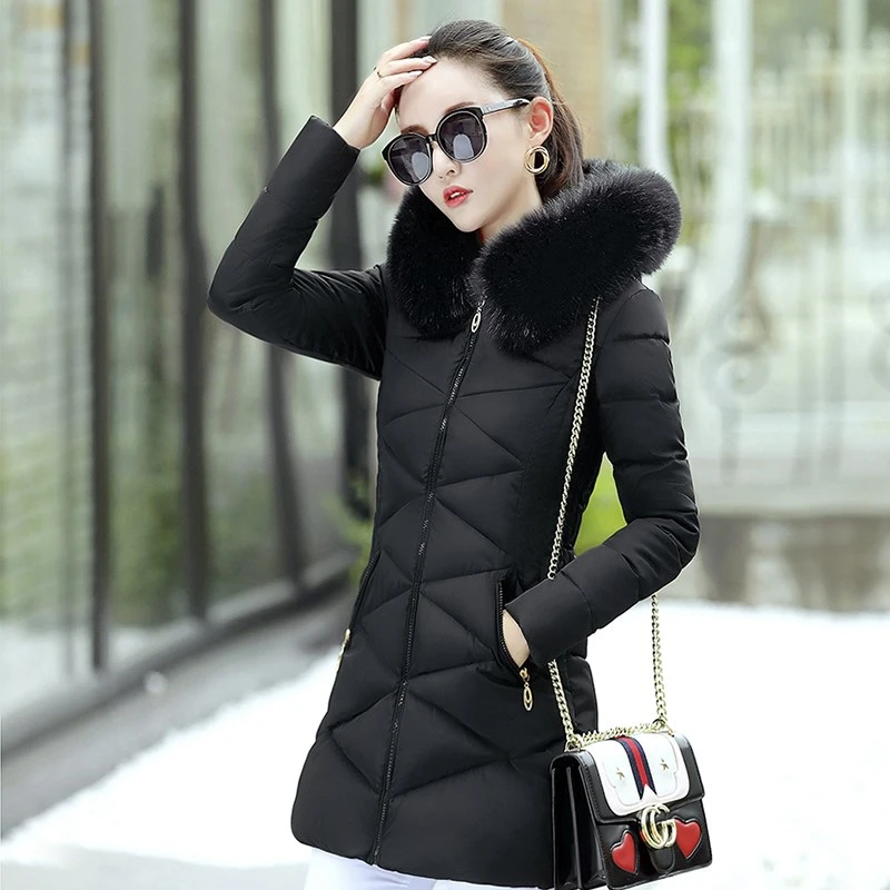 Women's Hooded Short Thick Parkas Winter Fashion Warm Down Jacket Streetwear Casual Outwear Female Solid Elegant Zipper Outwear