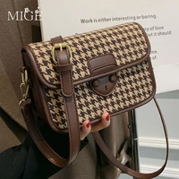 new embroidery grid small messenger bag for women trend female shoulder bag fashion ladies crossbody bags retro leopard handbags