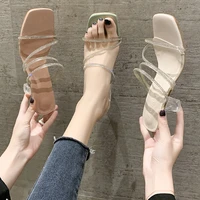 sandals luxury women crystal stiletto slippers rhinestone narrow band princess party dinner pumps 2022 ladies fashion shoes