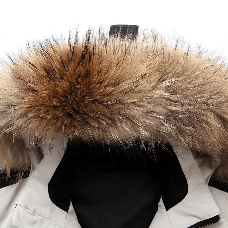 -30 Degree Winter Down Jacket Men 90% White Duck Down Parkas Coat Mid-length Large Fur Collar Male Thicken Coat Snow Overcoat