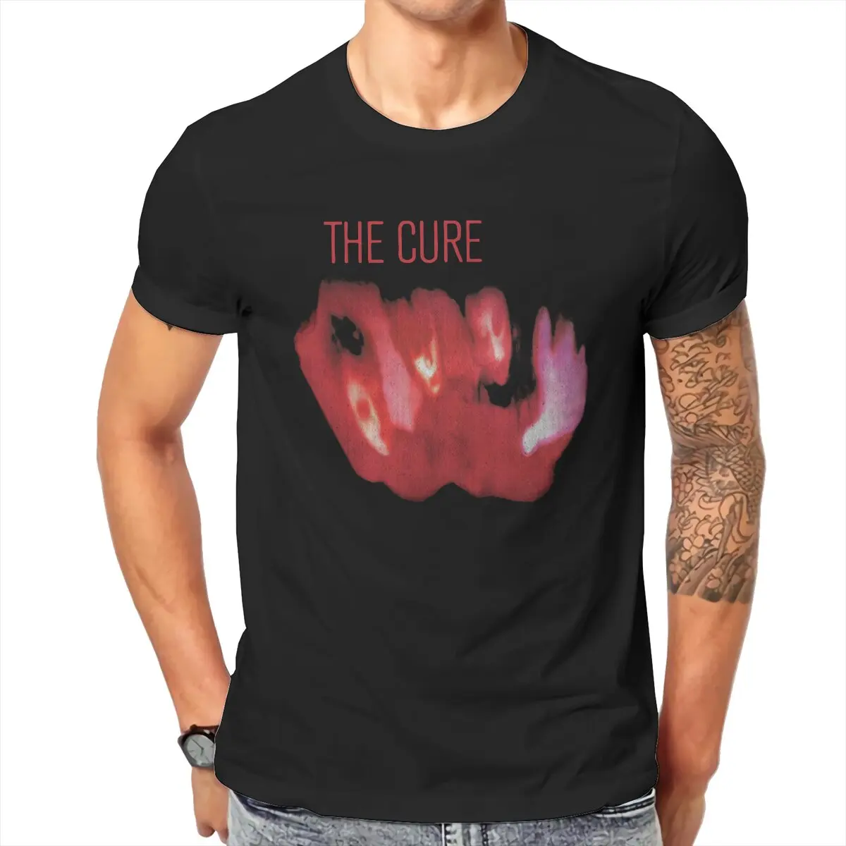 Men's T-Shirts Absurd Red The Cure  Amazing Cotton Tees Short Sleeve Punk Music Band T Shirt O Neck Clothes 6XL