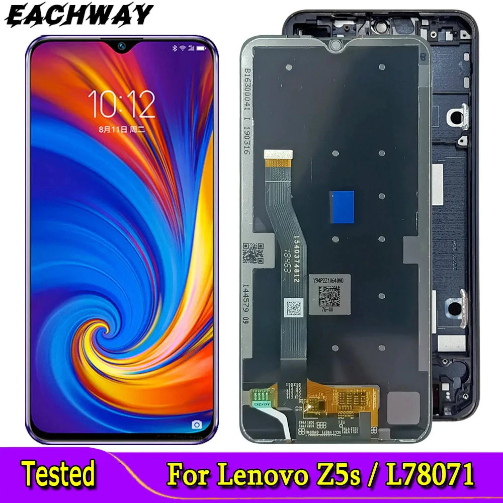 ЖК-дисплей 6,3 дюйма для Lenovo Z5s L78071 с сенсорным экраном и дигитайзером в сборе, запасные части для Z5s, Lenovo, ЖК-экран, дисплей