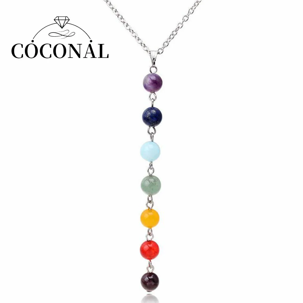 

Coconal Simple Women's Neck Long Chain Choker Colorful Beads Pendant Neck Necklace Jewelry Christmas Gift