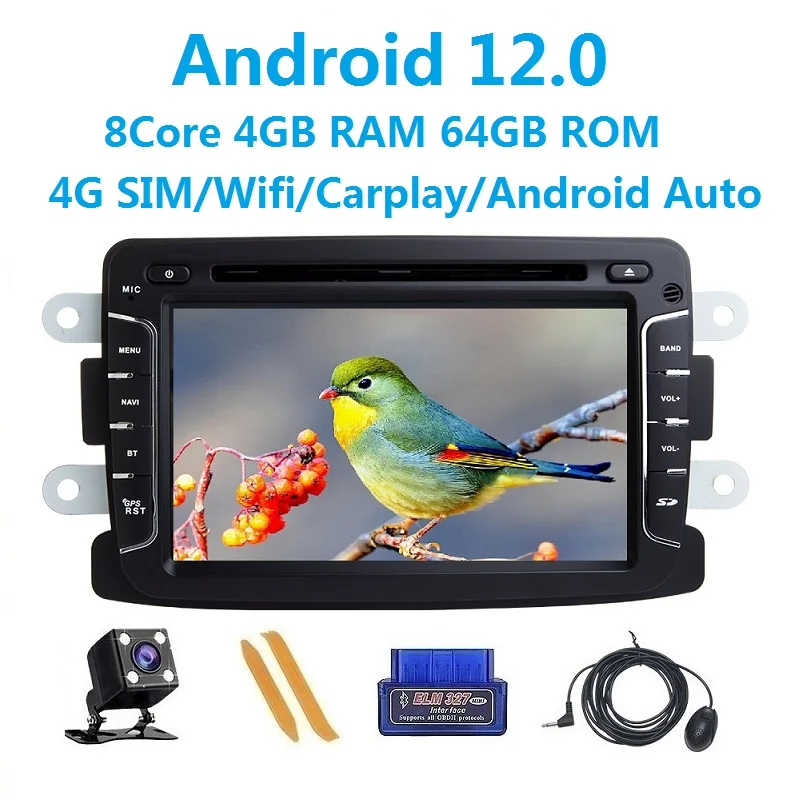 

Автомагнитола Carplay, 4G, Android 12, для Renault Dacia Duster Logan Sandero Dokker Xray2, автомобильный мультимедийный плеер с GPS-навигацией