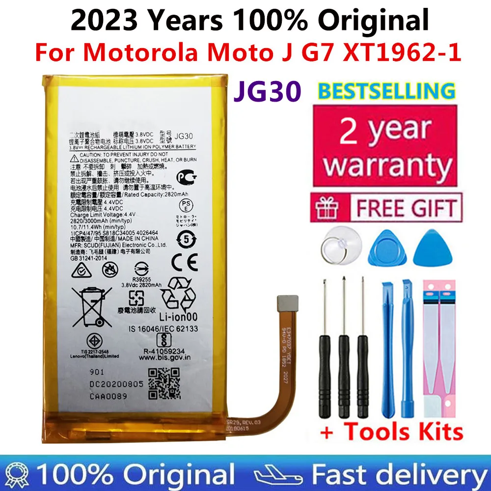 100% Original New 3000mAh JG30 Battery For Motorola Moto J G7 XT1962-1 Good Quality Mobile Phone Batteries+Free Tools