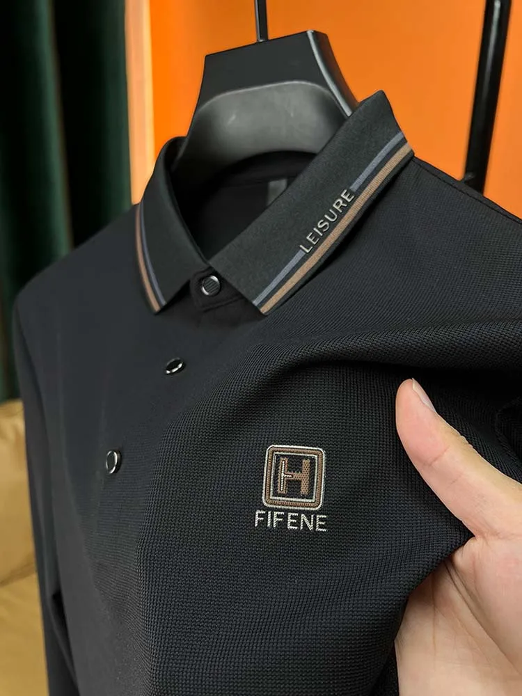 

Мужская рубашка-поло с отложным воротником, с длинным рукавом