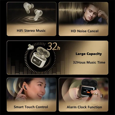 Беспроводные Bluetooth-наушники ANC V8 с сенсорным экраном и активным шумоподавлением