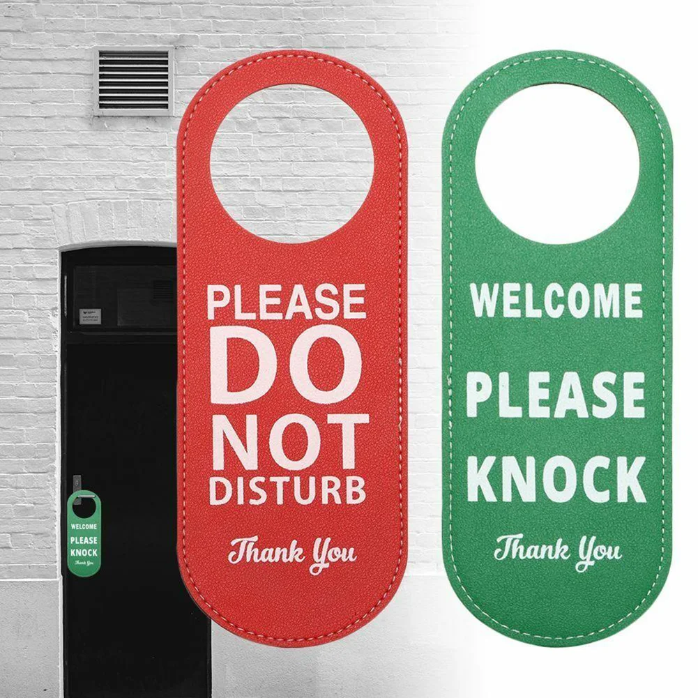 

Leather Door Sign Do Not Disturb Hanging Sign Please Knock Signs Door Knobs Pendant Meeting Room Door Hanger Tags Label