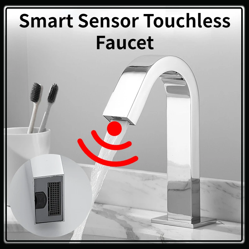 

Smart Sensor Bathroom Faucet Touchless Basin Mixer Infrared Sink Tap Kitchen Elbow Faucet Sensor Brass High Tech Vanity Auto Tap