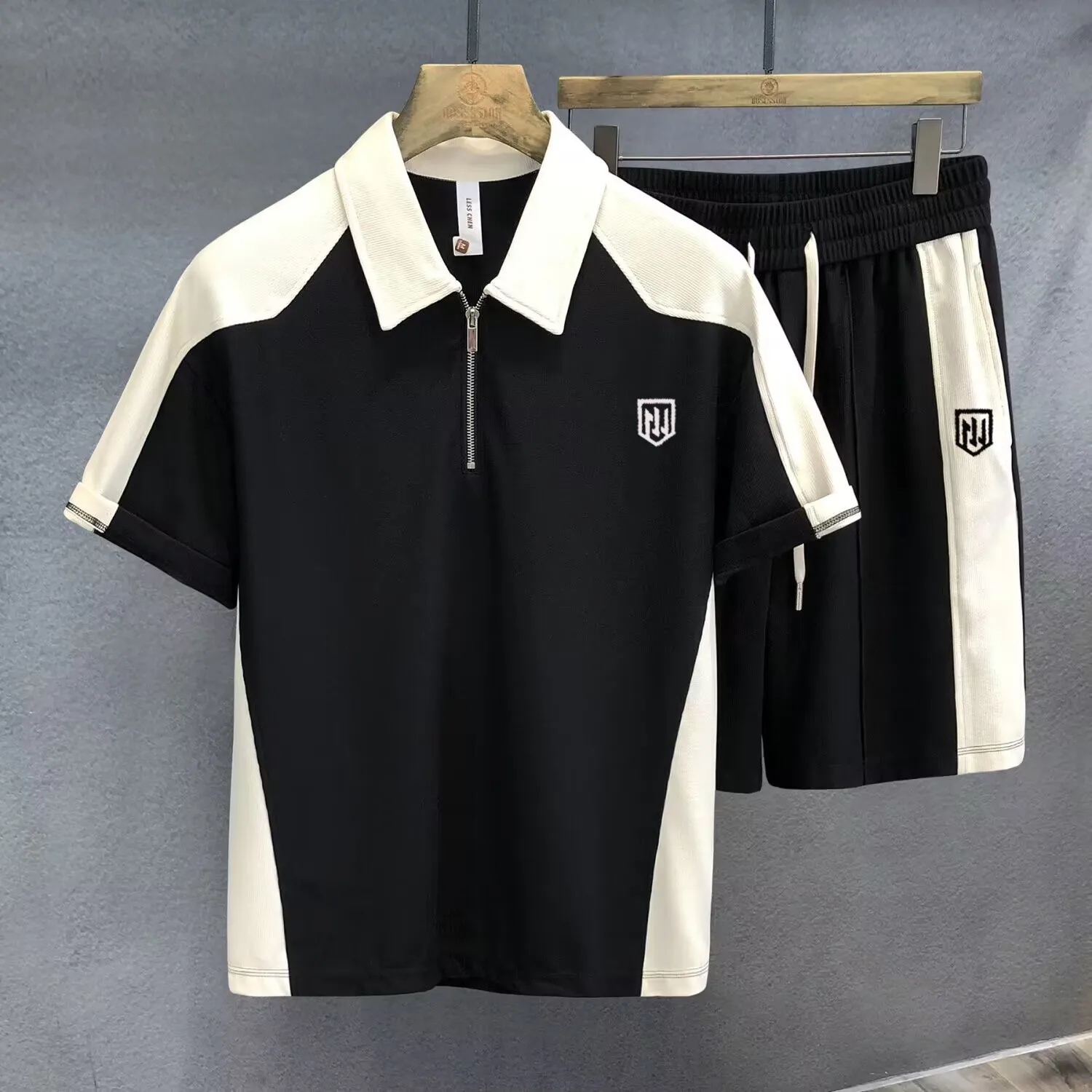 2023 Senior Apricot Cool Sense Fashion Polo Shirt Casual Sports Suit Men With Handsome Summer Short-sleeved T-shirt Shorts