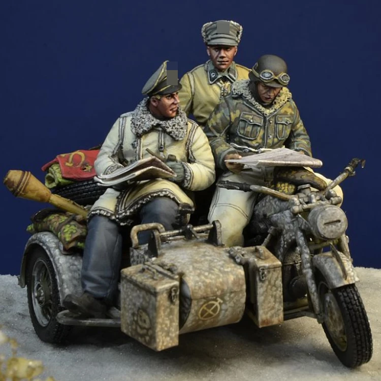 

1/35 Resin Soldier Model World War II Soldier Motorcycle Crew Military 893