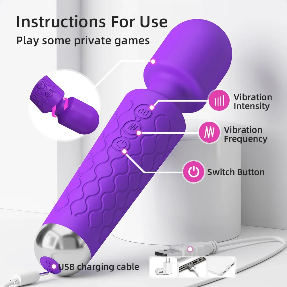 Фото Мощные вибраторы для клитора, USB перезарядка, AV-вибратор-массажер, сексуальное здоровье, эротические секс-игрушки для женщин, продукт для взрослых, точка G №2