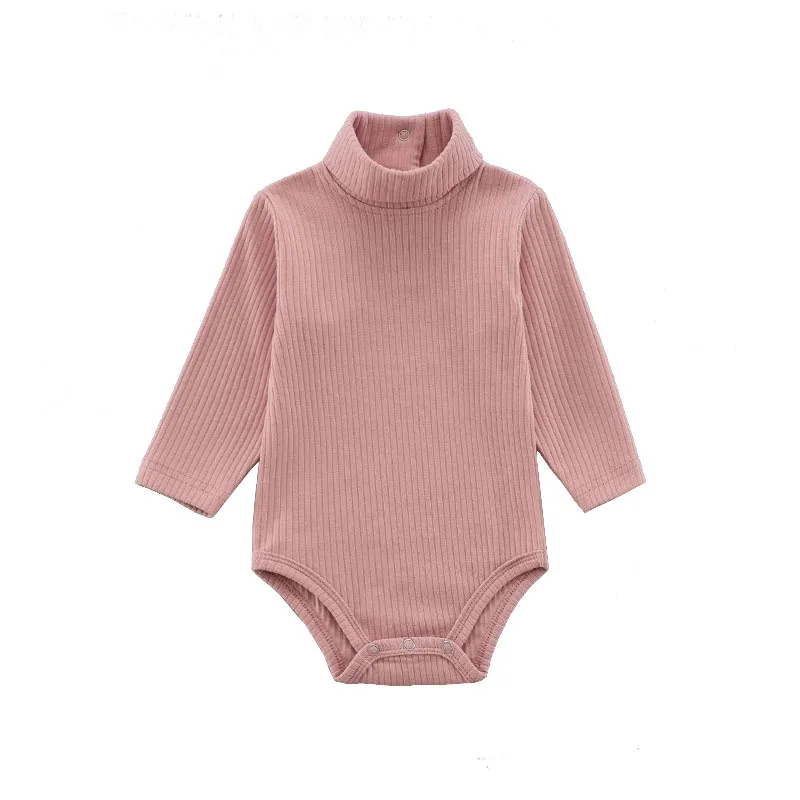 

100% Cotton Rib Baby Bodysuits Long Sleeved Rompers High Collar Jumpsuits New Fashion Jumper Candy Colors Onesies Bebe Growings