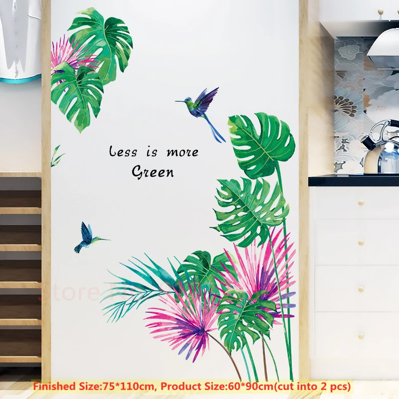 

Зеленые листья, настенные наклейки, ПВХ