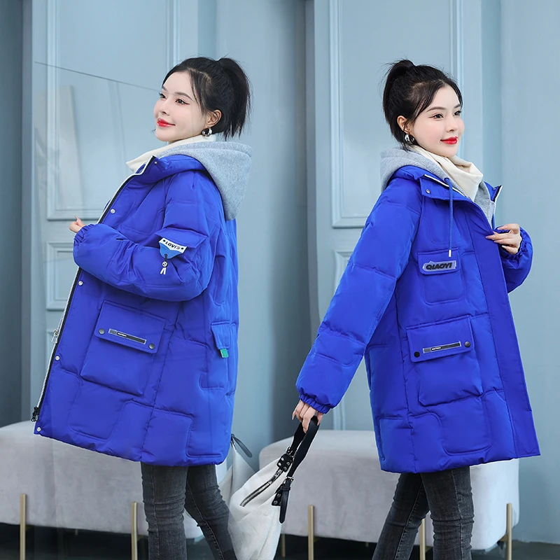 Women's Winter Hooded Parkas Thick Down Cotton Padded Jacket Woman Oversize Long Overcoat Female Clothing Warm Puffer Coat 2022