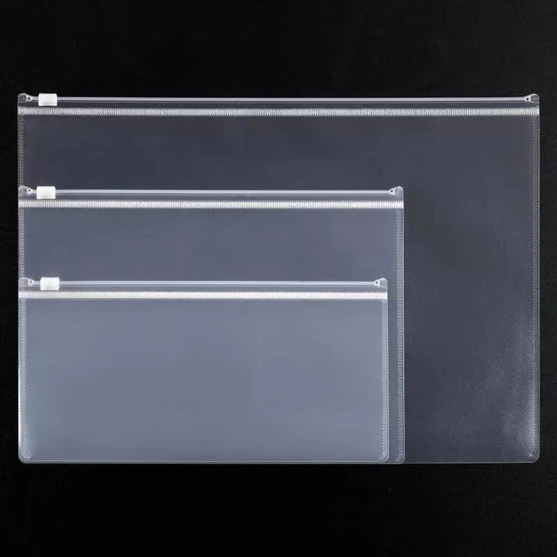

10Pcs Plastic Waterproof Transparent File Folder Binder Ziplock Paper Document Storage Bag Stationery School Office Supplies