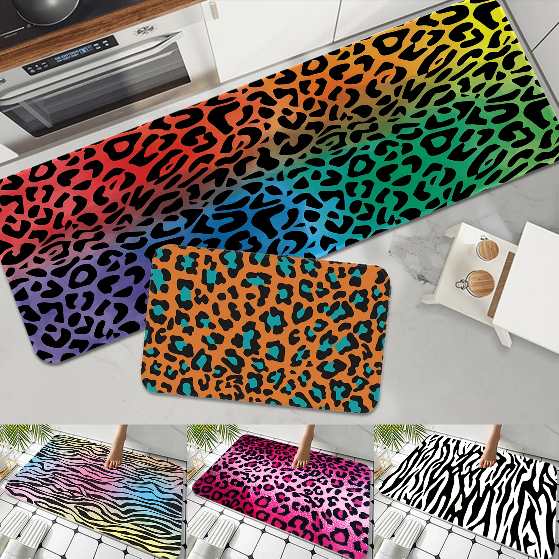 

Zebra Tiger Striped Long Rugs Nordic Style Home Doormat Bathroom-Toilet Mats Bedroom Household Carpets